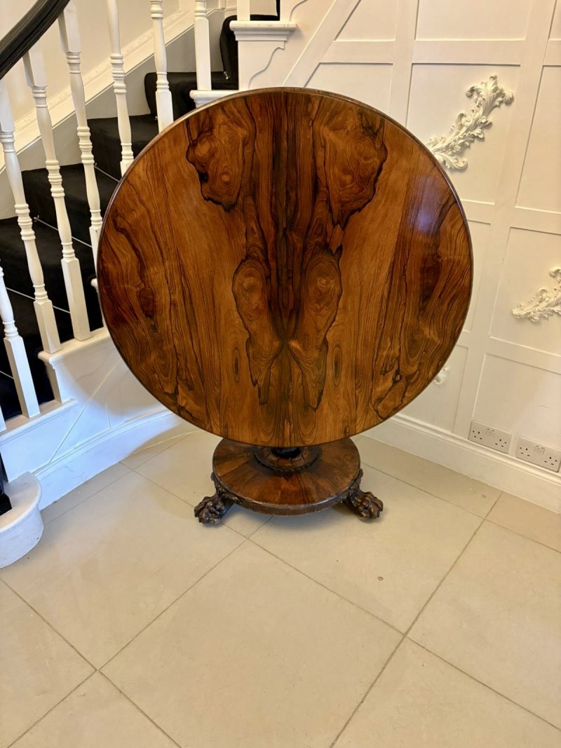 Antique Exceptional William IV Rosewood Circular Dining Table – Centre Pedestal – Outstanding Figured Top - Image 2